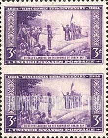 FindYourStampsValue: WISCONSIN TERCENTENARY - Nicolet's Landing