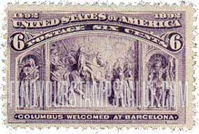 FindYourStampsValue: COLUMBIAN EXPOSITION ISSUE - Columbus welcomed at Barcelona