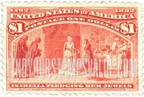 FindYourStampsValue: COLUMBIAN EXPOSITION ISSUE - Isabella pledging her Jewels