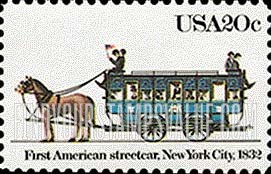 FindYourStampsValue: STREETCARS - First American streetcar, New York City