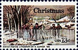 FindYourStampsValue: CHRISTMAS - "Winter Pastime" by Nathaniel Currier