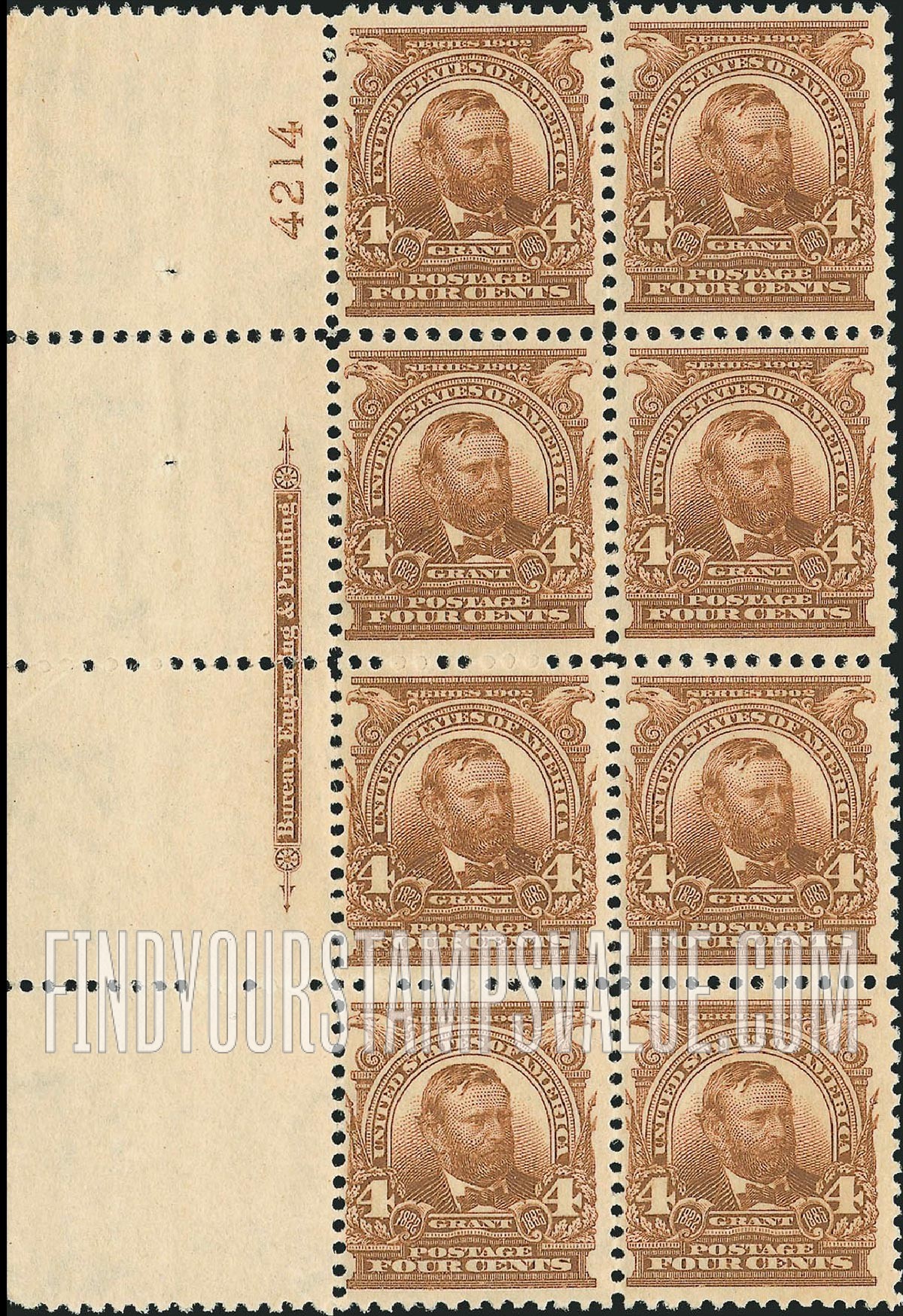 FindYourStampsValue: ULYSSES S. GRANT - Bureau, Engraving & Printing Imprint