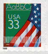 FindYourStampsValue: FLAG AND CHALKBOARD, Self-Adhesive booklet stamp