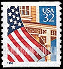 FindYourStampsValue: FLAG OVER PORCH, Coil Stamp