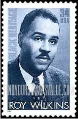 FindYourStampsValue: Black Heritage - Roy Wilkins, Civil Rights Leader, Self-Adhesive stamp