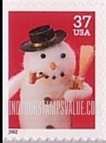 FindYourStampsValue: CHRISTMAS - Snowman with Pipe, Booklet Stamp