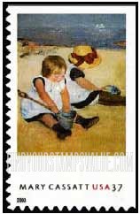 FindYourStampsValue: MARY CASSATT PAINTINGS - Children Playing on the Beach, Self-Adhesive Booklet Stamp