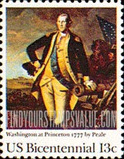 FindYourStampsValue: AMERICAN BICENTENNIAL - Washington at Princeton