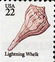 FindYourStampsValue: SEASHELLS - Lightning whelk, booklet stamp