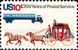 FindYourStampsValue: U.S. POSTAL SERVICE BICENTENNIAL - Stagecoach and Truck
