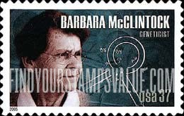 FindYourStampsValue: AMERICAN SCIENTISTS - Barbara McClintock, Geneticist, Self-Adhesive stamp