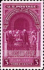FindYourStampsValue: WASHINGTON INAUGURATION - George Washington taking Oath of Office