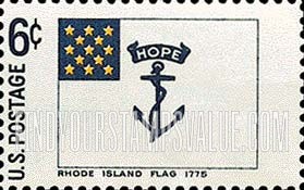 FindYourStampsValue: HISTORIC FLAGS - Rhode Island, 1775