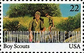 FindYourStampsValue: INT'L YOUTH YEAR - Boy Scouts, 75th anniversary