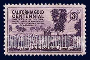 FindYourStampsValue: CALIFORNIA GOLD CENTENNIAL - Sutter's Mill, Coloma, California