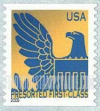 FindYourStampsValue: Colored Eagle on Gold Background, Self-Adhesive Coil Stamp