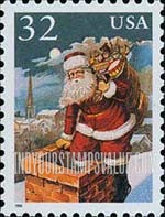 FindYourStampsValue: CHRISTMAS - Santa Claus Entering Chimney